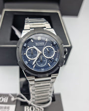 Hugo Boss Supernova Chronograph Blue Dial Silver Steel Strap Watch for Men - 1513360