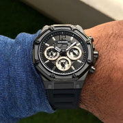 Guess Momentum Black Dial Black Rubber Strap Watch for Men - GW0263G4