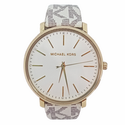 Michael Kors Pyper Quartz Silver Dial White Leather Strap Watch For Women - MK2858
