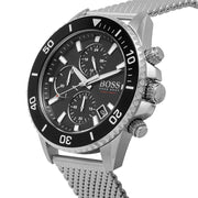 Hugo Boss Admiral Chronograph Black Dial Silver Mesh Bracelet Watch for Men - 1513904