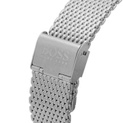 Hugo Boss Admiral Chronograph Black Dial Silver Mesh Bracelet Watch for Men - 1513904