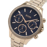 Hugo Boss Hera Chronograph Blue Dial Gold Steel Strap Watch for Women - 1502566
