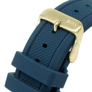 Hugo Boss Globetrotter Chronograph Blue Dial Blue Silicone Strap Watch for Men - 1513822