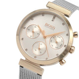 Hugo Boss Flawless Chronograph Silver Dial Silver Mesh Bracelet Watch for Women -1502551