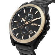 Hugo Boss Grandmaster Chronograph Black Dial Black Steel Strap Watch for Men  - 1513885