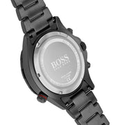 Hugo Boss Globetrotter Chronograph Black Dial Black Steel Strap Watch for Men - 1513825