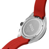 Hugo Boss Volane Chronograph Black Dial Red Rubber Strap Watch for Men - 1513959