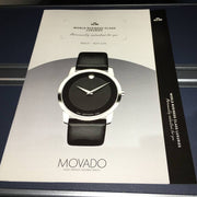 Movado Museum Black Dial Black Leather Strap Watch For Men - 606502