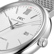 IWC Portofino Automatic White Dial Silver Mesh Bracelet Watch for Men - IW356505