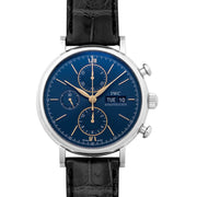 IWC Portofino Chronograph Blue Dial Black Leather Strap Watch for Men - IW391036