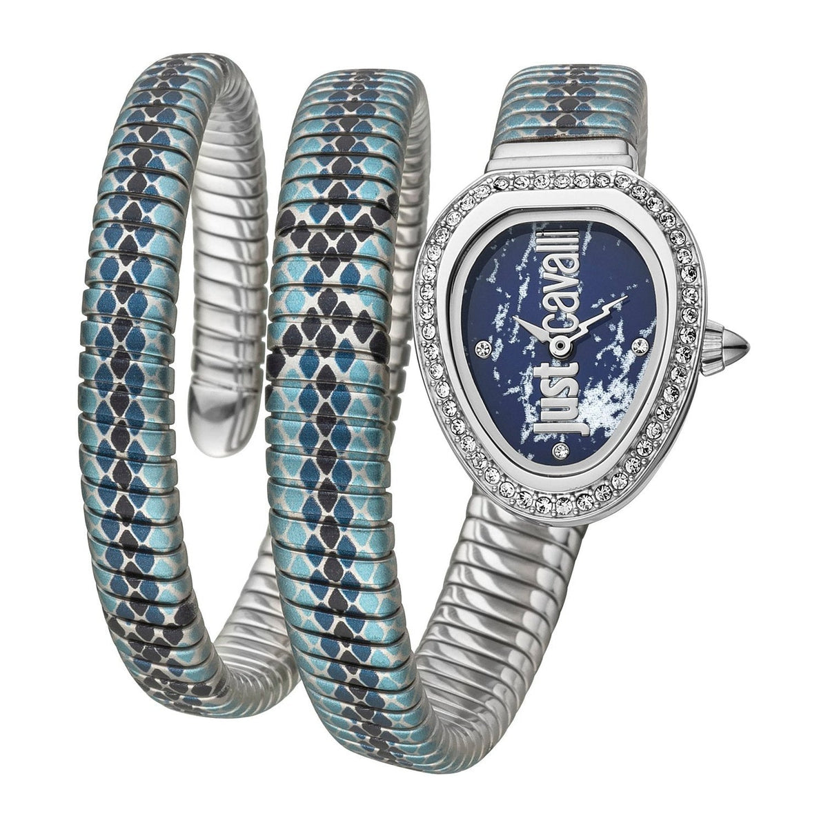 Just Cavalli Glam Snake Blue Dial Multicolor Steel Strap Watch for Women - JC1L163M0225