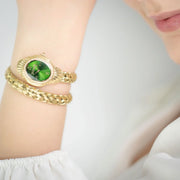 Just Cavalli Twined Green Dial Gold Steel Strap Watch for Women - JC1L305M0035