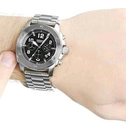Fossil Modern Machine Black Dial Silver Steel Strap Watch for Men - FS4926