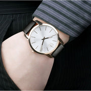 Calvin Klein City White Dial Brown Leather Strap Watch for Men - K2G21629