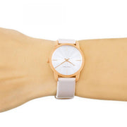Calvin Klein City Silver Dial White Leather Strap Watch for Women - K2G236X6