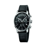Calvin Klein City Chronograph Black Dial Black Leather Strap Watch for Men - K2G271C3