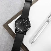 Calvin Klein City Quartz Black Dial Black Leather Strap Watch for Men - K2G2G4C1