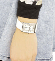 Calvin Klein Window White Dial White Leather Strap Watch for Men - K2M21120