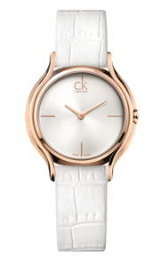 Calvin Klein Skirt White Dial White Leather Strap Watch for Women - K2U236K6