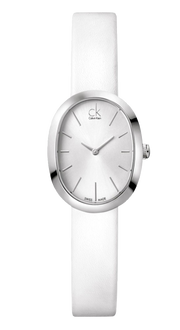 Calvin Klein Incentive White Dial White Leather Strap Watch for Women - K3P231L6