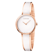 Calvin Klein Seduce White Dial Two Tone Steel Strap Watch for Women - K4E2N616