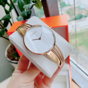 Calvin Klein Drift White Dial Rose Gold Steel Strap Watch for Women - K6S2N616
