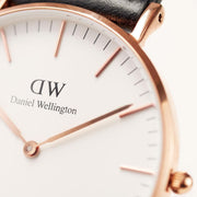 Daniel Wellington Classic St. Mawes White Dial Brown Leather Strap Watch for Men - DW00100035
