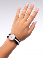 Daniel Wellington Classy Glasgow White Dial Two Tone Nylon Strap Watch For Women - DW00100066