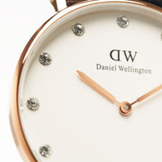 Daniel Wellington Classy St Mawes White Dial Brown Leather Strap Watch For Women - DW00100075