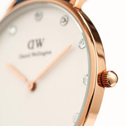 Daniel Wellington Classy St Mawes White Dial Brown Leather Strap Watch For Women - DW00100075