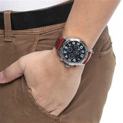Tommy Hilfiger Trent Quartz Blue Dial Brown Leather Strap Watch for Men - 1791066