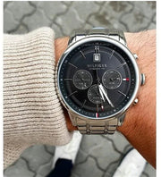 Tommy Hilfiger Kyle Chronograph Grey Dial Silver Steel Strap Watch for Men - 1791632