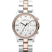 Marc Jacobs Henry Chronograph Silver Dial Two Tone Steel Strap Watch for Women - MBM3106
