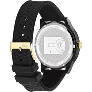 Lacoste 12.12 Black Dial Black Silicon Strap Watch for Men - 2011010