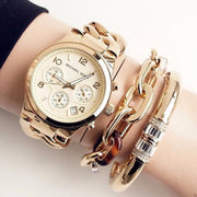 Michael Kors Runway Twist Gold Dial Gold Steel Strap Watch for Women - MK3131