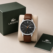 Lacoste Vienna Grey Dial Brown Leather Strap Watch for Men - 2011045