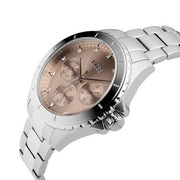 Hugo Boss Premiere Chronorgaph Rose Gold Dial Silver Steel Strap Watch for Women - 1502444