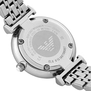 Emporio Armani Gianni T-Bar Mother of Pearl Dial Silver Steel Strap Watch for Women - AR11701