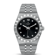 Tudor Royal Automatic Diamonds Black Dial Silver Steel Strap Watch for Men - M28600-0004