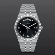 Tudor Royal Automatic Diamonds Black Dial Silver Steel Strap Watch for Men - M28600-0004
