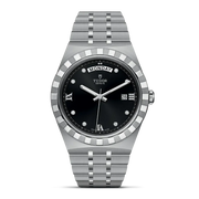 Tudor Royal Automatic Diamonds Black Dial Silver Steel Strap Watch for Men - M28600-0004