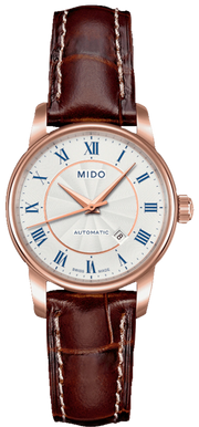 Mido Baroncelli III Automatic Silver Dial Brown Leather Strap Watch For Women - M7600.2.21.8