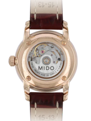 Mido Baroncelli III Automatic White Dial Brown Leather Strap Watch For Women - M7600.3.26.8