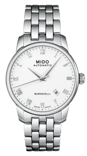 Mido Baroncelli II Automatic White Dial Silver Steel Strap Watch For Men - M8600.4.26.1