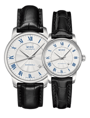 Mido Baroncelli III Automatic Silver Dial Black Leather Strap Watch For Women - M7600.4.21.4