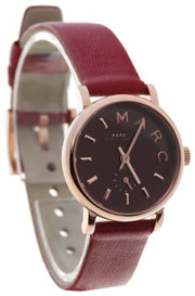 Marc Jacobs Baker Maroon Dial Maroon Leather Strap Watch for Women - MBM1271