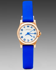 Marc Jacobs Henry White Dial Blue Leather Strap Watch for Women - MBM1238