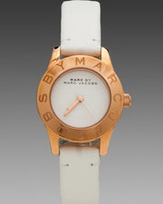 Marc Jacobs Mini Blade White Dial White Leather Strap Watch for Women - MBM1207