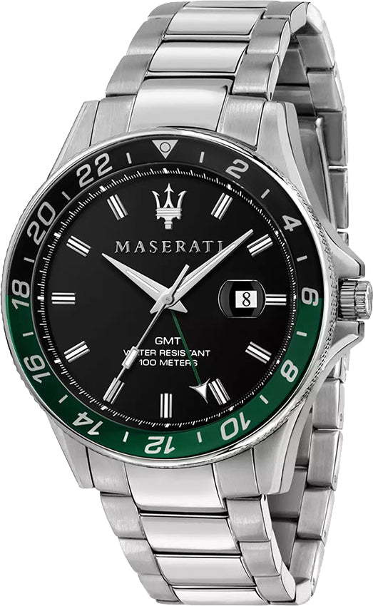 Maserati SFIDA Chronograph Black Dial Silver Steel Strap Watch For Men - R8853140005