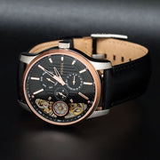 Fossil Twist Multi-Function Chronograph Black Dial Black Leather Strap Watch for Men - ME1099